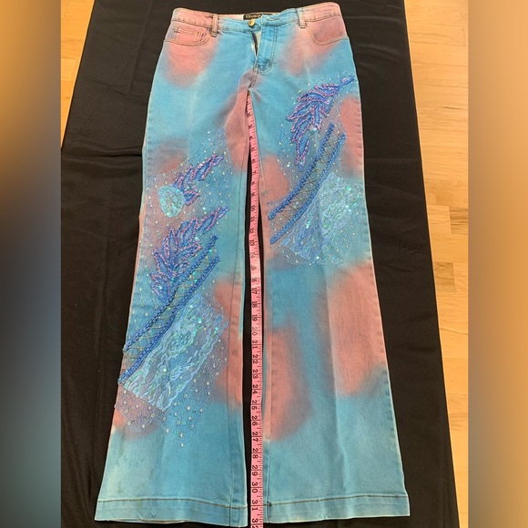 Christine Phillipe jeans with bead & sequins work Size 6 see pic for stains - Picture 3 of 11